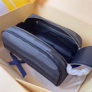 Bolso de baño para mujer Bolsos de diseñador Bolsas de cuero de becerro marrón Kits de artículos de tocador Bolso Gran espacio con Box238d