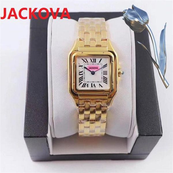 Women Top Model Square Roman Rates 22 30mm 27 30 mm Dial de alta calidad Silver de oro rosa 316L Batería de cuarzo de acero inoxidable completo C225Z