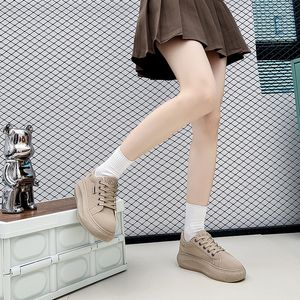 Dames Top Dames Leren Sneakers Mode Schoenen Designer Casual Platform Meisjes Beige Geel Grijs Buiten Dames Veterschoenen Sportschoenen Schoenmaat Eur 36-41 S s