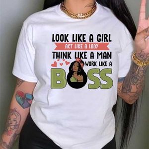 Hauts pour femmes Black Girl Print T-shirt Féminisme Top à manches courtes Girl Print plus la taille 3xl 4xl