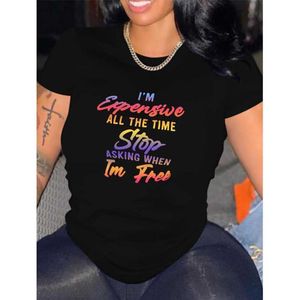 Femmes Tops Plus Sizes 3xl 4xl T-shirt Designer Tees 2023 Nouvelles Lettres Imprimées À Manches Courtes Col Rond