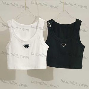 Tops Tops Tees Beige Crop Top Broderie Sexy Of épaule Black Top Casual Sans manchettes Backless Shirts Luxury Designer Color Color Lady Vest