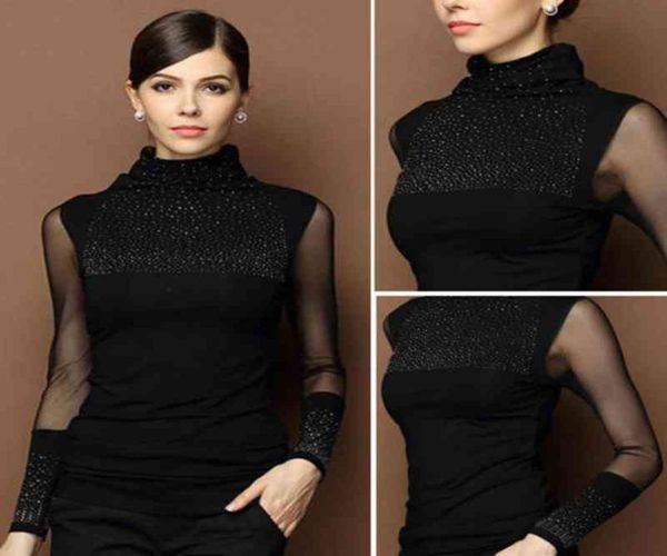 Mujeres Tops Bodas Mujeres Calidad Buena moda para mujer Tortuga casual Cuello de manga larga