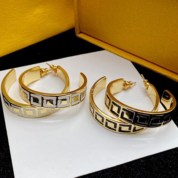 Pendientes toroidales para mujer Diseñador de acero inoxidable Gotas para los oídos Metal chapado en oro de 18 quilates Joya de lujo Paquete de tocado con estilo de moda con caja