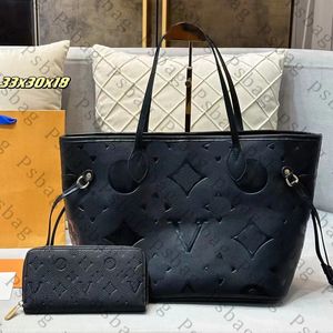 Bolso de mano para mujer, bandolera, bolsos de lujo de diseñador, bolso de compras para chica de moda de cuero genuino, 2 unidades/juego de alta calidad con billetera chaoka-230908-108