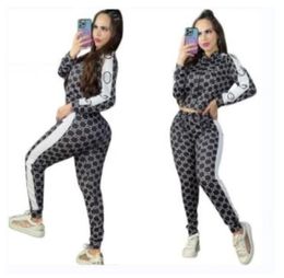 Survêtements pour femmes Luxe à manches longues deux pièces ensemble veste pantalon tenues Designer Casual survêtements imprimés vêtements de sport