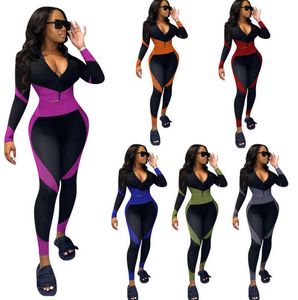 Dames Lange Pant Sport Pakken Twee stukken Outfits Sexy Slim Plus Size Rits Lange Mouwen Jogger Set Dames Running Sportwear