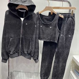 Chándal de mujer Conjunto de tres piezas Traje de chándal de fitness Chaqueta con capucha de moda Sudadera Chaleco deportivo Pantalones de chándal Ropa de calle Trajes guapos Chándal de diseñador Mujer