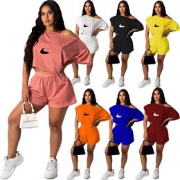 Vrouwen tracksuit twee stukken korte mouwen top en broek set grote dames straat ademend en zweet-absorberende sportsets merk vrouwen passen casual outdoor outfits