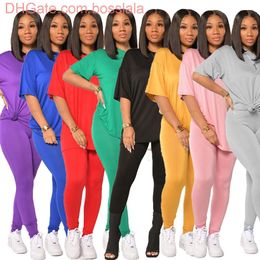 Femmes Pantalons Deux Pièces Survêtements Designer Manches Courtes Tenues Couleur Unie Sportswear Dames Nouveau Casual Lâche T-shirt Costumes De Jogging S-XXL