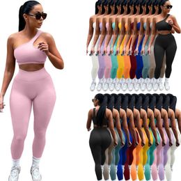 Designer Leggings Set Women Tracksuits Yoga Outfits 2 -delige set zweetpakken Desinger Vest en broek Sportpak