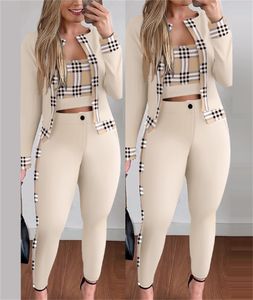 Femmes Survêtements Casual Femmes Vêtements Costumes Trois Pièces Ensembles Vestes débardeur et Pantalon Imprimé Tenues À Manches Longues Sport Sweatershirt Ensembles