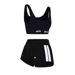 Dames tracksuits ontwerper tweedelige set brief print kale navel navel sexy mouwloze t-shirt shorts casual sport pak round necy outfits solide jogging pak