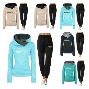 Trainingspakken voor dames Essentials tweedelige sets met capuchon Tweedelige damesset Zweetpakken voor dames Joggingpak Trainingspak met lange mouwen Sportkleding S-XXXL