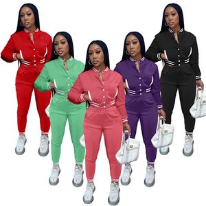 Femmes Tracksuits Automne Vêtements d'hiver Broderie Sweatsuits Jacket à manches longues Pantalons Deux Morceau Ensemble de baseball Sports En plein air Sports Jogger Costumes Grossistes 6182