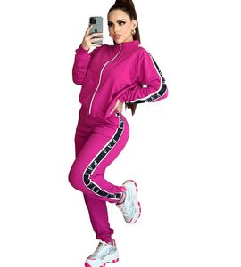 Femmes de survêtement tenues Spring Triangle Design Tracksuit Zipper Top Pantalging Pantalging Casual Sport Sport Luxury Pink Two Piece Sets Sweatshirt
