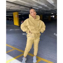 Femmes Survêtements Rose Deux Pièces Ensembles Sweatsuit Automne Hiver Femme Sweats À Capuche Vestes Pantalon avec Imprimé Pull Sweat Dames Lâche 2024