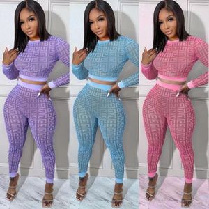 Dames trainingspakken hardloopsets lange mouwen broek tweedelig set jogging sport suit mode letter print crop top outfits