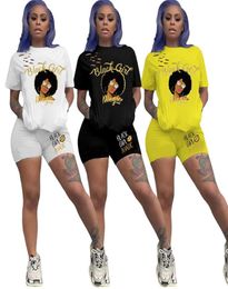 Vrouwen tracksuits zomerontwerper Black Girl burn -out tweedelige set outfits korte pakken T -shirt topsshorts jogger suit S2XL Flora Pri2699702