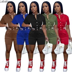 2022 Femmes Veste Survêtements Designer Manches Courtes Bouton Tenues Deux Pièces Pantalons Sport Ensembles Joggers Baseball Costume De Sport