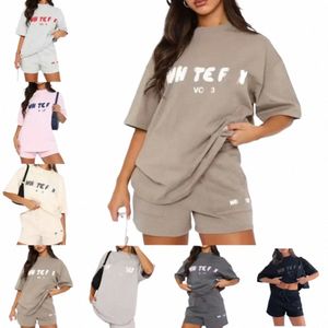 dames trainingspakken twee stukken set witte ontwerper Fox zomer nieuwe t-shirt set fi sportschuim korte mouwen pullover korte sportkleding 7 kleuren i49q#