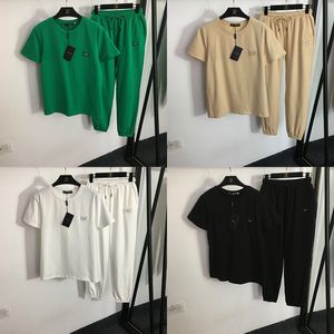 Chándal de manga corta para mujer, blusa, pantalones, camiseta con Logo de letra de marca, jersey sencillo, Tops, pantalones holgados informales, conjunto deportivo