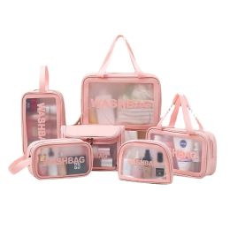 Femmes Voyage Sac De Rangement PU Maquillage Organisateur Sacs Étanche Trousse De Toilette Transparent Cosmétique Cas M37