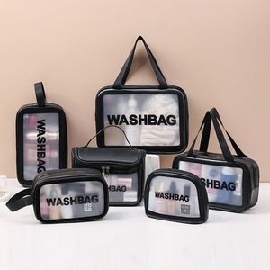 Bolsa de almacenamiento de viaje para mujer, bolsas organizadoras de maquillaje de PU, bolsa de lavado impermeable, estuches cosméticos transparentes C1129