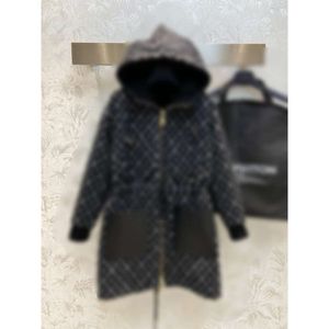 Vrouwen Trench Coats L Familie's Autumn Winter Dubbelzijdige Jacquard Hooded Drawring Wollen jas