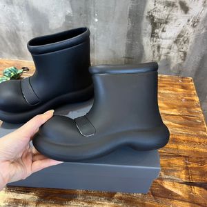 Botas de policía para mujer, botas de goma con cabeza de muñeca y alfabeto para lluvia, Botas de lluvia EVA antideslizantes impermeables de diseñador para invierno, Size35-39