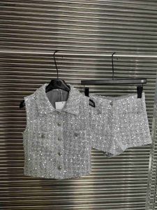 Dames broek tweedelig designer pak Merkmode dames 2 stuks mouwloos vest top en casual shorts broek set 20 maart