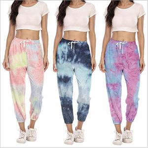 Vrouwen broek mode stropdas kleurstof kleuren joggingbroek thuis casual atletische broek oefening fitness slijtage running losse atletische broek LSK515