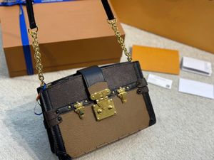 Dames trunk tas mode schoudertassen ontwerper mini vierkant doos lederen handtassen oude bloem klassieke handtas crossbody portemonnee portemonnee 23cm*16 cm