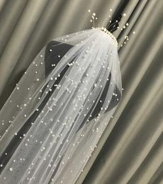 Femmes Tulle Bridal Veil Pearl Wedding 1 Tier Short Long Veil White Ivory Wedory Accessoires avec peigne x07262350554