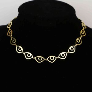 Dames Turkse Eye Links Chain 35 + 10cm Choker Kettingen Geluk Symbool Geometrische Sieraden voor Festival Party Necklace