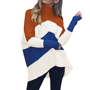 Mujeres Turtleneck Casual Flame Suéteres Invierno Señoras Mangas largas Batwing Sleeve Punto Suéter de punto Top Lady Flow Style