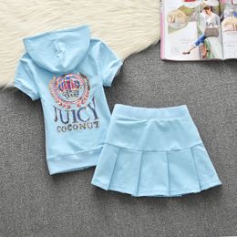 Vestido de dos piezas Summer Summer Pure Algodón informal Set Sports Juicy Coconut Women's Borded Tennis Falda de manga corta Capeta de manga