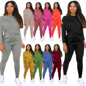 Femmes hiver survêtements deux pièces pantalons ensemble dames couleur unie tenues à manches longues Sexy mode décontractée hors épaule grande taille vêtements S-XXXXL