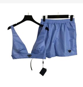 Dames Tweede stuk broek Set Designer Tracksuit Triangle Design Tops Veiligheid Buckle Suspender Ondergoed ondergoed Elastische taille Shorts Sets Luxe Nylon Vest Pant