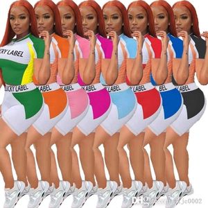 Vrouwen Tweede stuk korte broek Set 2022 Zomerontwerper Contrast Kleurbrief Gedrukte T -shirt Shorts Outfits Sportkleding