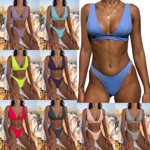 Vrouwen tweedelig zwempak Multicolor Pure Colors and Prints Design Swimwear QJ2025 Fashiony Sporty Beach Suit Holiday Swimming Pak