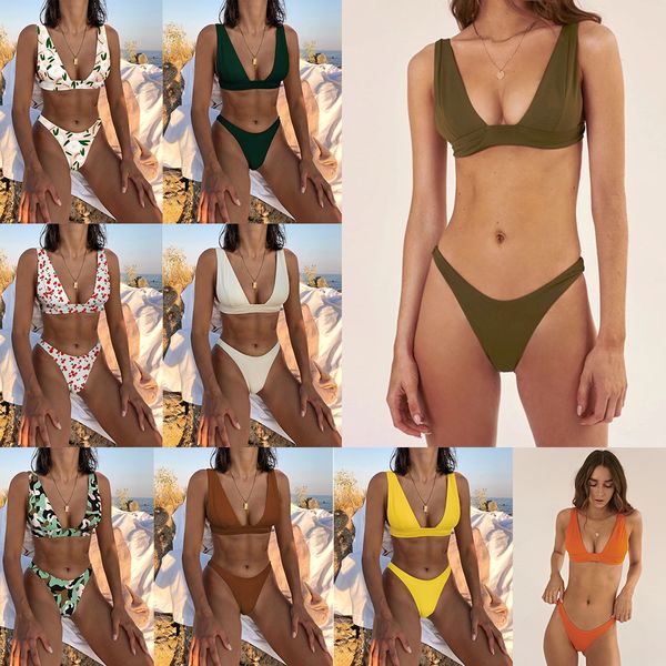 Traje de baño de dos piezas para mujer multicolor colores puros y estampados Traje de baño de diseño qj2025 moda de verano Traje de baño de playa deportivo sexy traje de baño de vacaciones