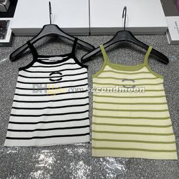 Tissu élastique Sport Top Femmes Stripe Impression Verte Séchage rapide T-T-T-Soux Tanks sexy extérieurs