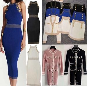 Tweedelige damesjurk Gebreide rokset Luxe trui Skirs Korte en lange mouwen Gebreide stof Luxe designerkleding Causual Wear Gebreide kleding