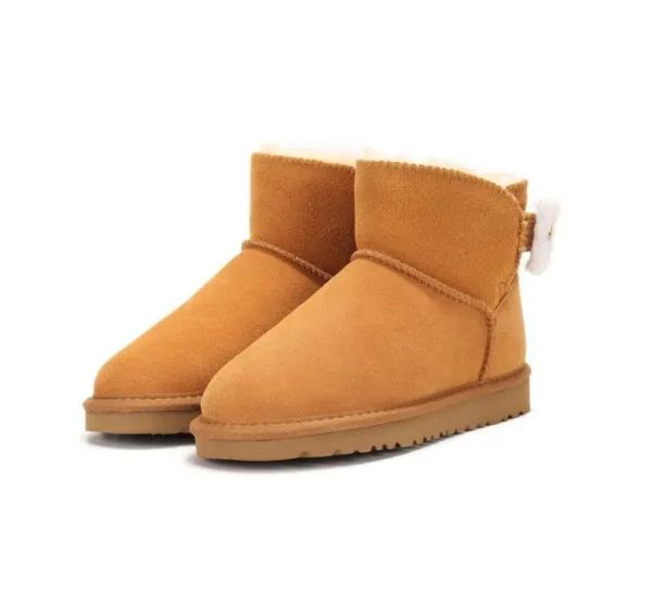 Botas de nieve con hebilla de lana U3352G para mujer, botas cortas, suaves, cómodas, informales, de piel de oveja, para mantener el calor, con tarjeta, bolsa para polvo, hermoso regalo 2014