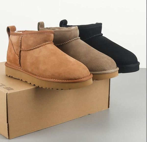 Mujer Ultra Mini Shearling Bootie nieve Suave y cómodo Piel de oveja mantener botas abrigadas zapatos con tarjeta bolsa para polvo Hermosos regalos uggskid 9932ESS