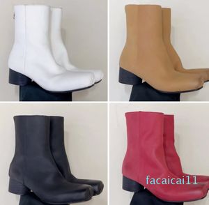 Botas altas de bailarina UMA para mujer, zapatos de ballet Retro de cuero con nariz de cerdo de diseñador de lujo, botas WANG