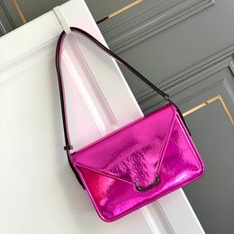 Sac sous les bras pour femme, enveloppe carrée, sac à bandoulière de luxe, sac à main de styliste, sac à main à rabat, pochette de dîner, doublure en cuir rouge, couleurs en cuir verni, sac postier