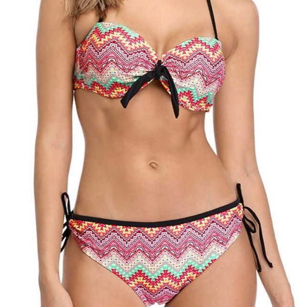 Bikini con aros para mujer, traje de baño de dos piezas, conjunto de natación para mujer por sublimación