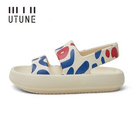 Women UTUNE For Outside Sandals Summer Platform Shoes Printing Beach Female Slides Slippers Outdoor EVA CM Thick Sole N